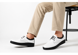 Pantofi barbati albi casual din piele naturala - RSY5AN
