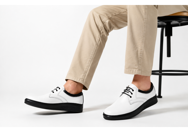 Pantofi barbati casual din piele naturala Kairo Alb Box