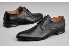 Pantofi barbati eleganti din piele naturala de culoare neagra PNOU371N