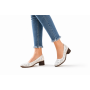 Pantofi damă casual eleganți albi din piele naturală, cu perforații și toc comod