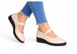 Pantofi dama casual din piele naturala Bej P38BEJ