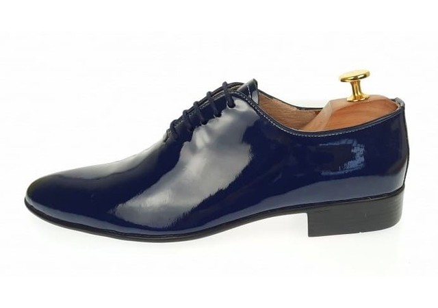 Oferta marimea38, 41 - Pantofi barbati eleganti bleumarin din piele naturala lac, ENZO - LMOD1BLMLAC