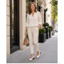 Pantofi damă casual eleganți albi din piele naturală, cu perforații și toc comod