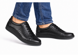 Pantofi barbati casual din piele naturala Tim Negru