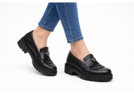 Pantofi dama casual din piele naturala de culoare neagra Sasha GKR4XN