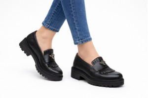 Pantofi dama casual din piele naturala de culoare neagra Sasha GKR4XN