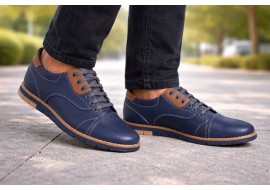 Pantofi barbati, casual din piele naturala, Bleumarin, GKR67BL