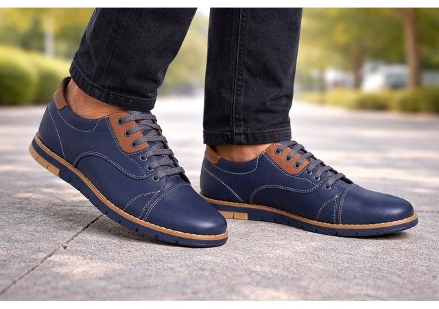 Pantofi barbati, casual din piele naturala, Bleumarin, GKR67BL