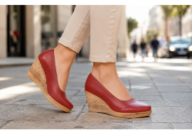 Pantofi dama casual din piele naturala maro coniac cu platforme de 7 cm P3550CON