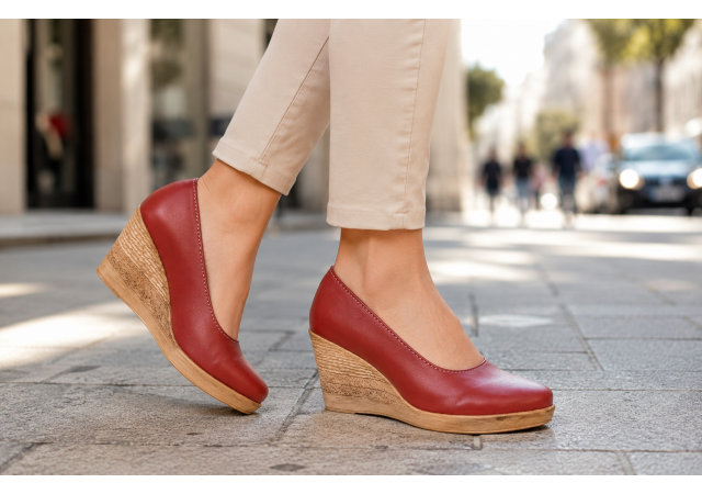 Pantofi dama casual din piele naturala cu platforma de 7 cm MARA GRENA
