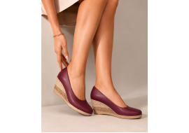 Pantofi dama casual din piele naturala box cu platforma de 7 cm MARA GRENA