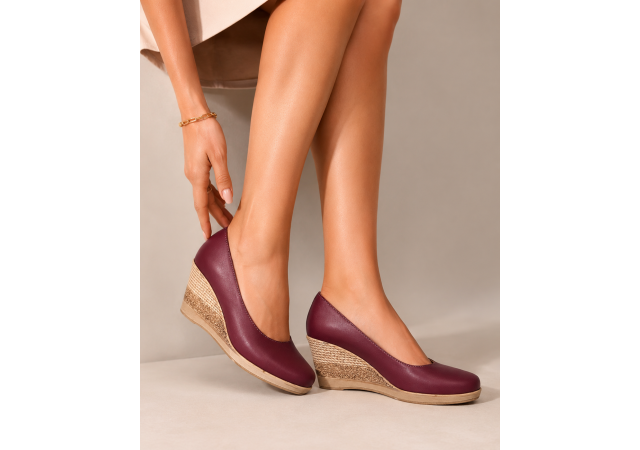 Pantofi dama casual din piele naturala cu platforma de 7 cm MARA GRENA