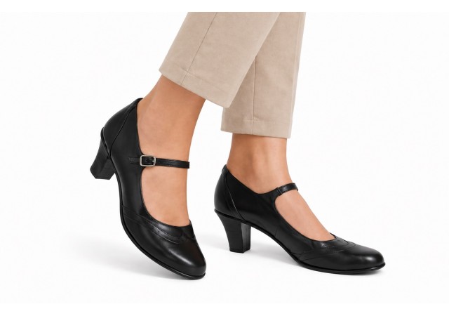Pantofi dama eleganti din piele naturala cu toc de 5cm - P104N5BOX