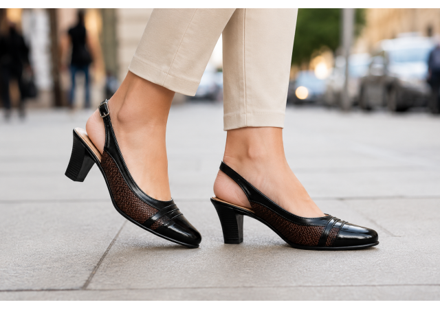 Pantofi dama decupati din piele naturala - Model cu toc 5cm - S301MN