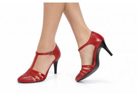 Pantofi dama rosii eleganti, decupati din piele naturala - Stiletto Rosu NAA11R