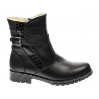 Ghete dama clasice din piele naturala, cu fermoar, negre, IMBLANITE - 51CR