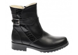 Ghete dama clasice din piele naturala, cu fermoar, negre, IMBLANITE - 51CR