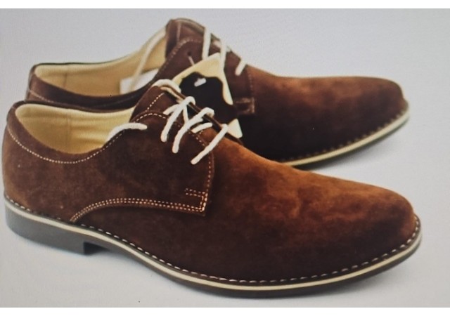 Pantofi barbati casual din piele naturala intoarsa maro - 857MD