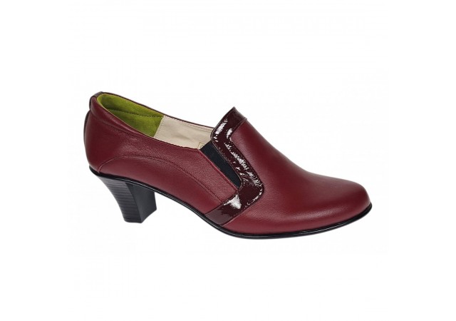 Pantofi de dama eleganti din piele naturala grena cu toc de 5 cm P72VIS 