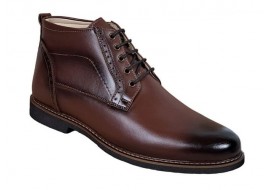 Ghete barbati casual din piele naturala maro imblanite Karo GKR56M