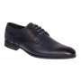 Pantofi barbati bleumarin din piele naturala eleganti cu siret si perforatii decorative
