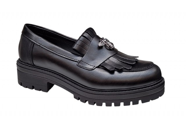 Pantofi dama casual din piele naturala culoare neagra Sasha