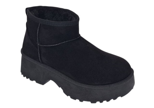 Ghete dama scurte din piele ecologica tip velur imblanite Urban Next Step A89BLK
