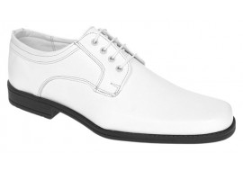 Pantofi barbati albi eleganti din piele naturala cu siret PB2265M