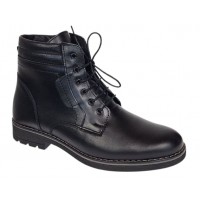 Ghete casual barbati din piele naturala imblanite Tomy Negru GKR26N