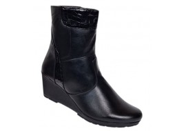 Ghete dama din piele naturala cu fermoar imblanite Negre MVS31N