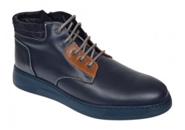 Reducere Marimea 44 Ghete barbati din piele naturala imblanite, bleumarin, LGKR36BL