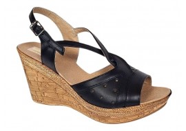 Sandale dama negre din piele naturala cu platforme de 8cm BVS45N