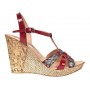 Sandale dama din piele naturala cu platforme de 10cm Rosu Floral BVS82LR