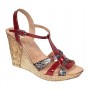 Sandale dama din piele naturala cu platforme de 10cm Rosu Floral BVS82LR