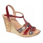 Sandale dama din piele naturala cu platforme de 10cm Rosu Floral BVS82LR