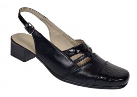 Sandale dama negre din piele naturala cu toc de 4cm SB3N