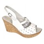 Sandale dama din piele naturala cu platforme de 8.5 cm Alb Floral BVS46XAF