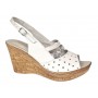 Sandale dama din piele naturala cu platforme de 8.5 cm Alb Floral BVS46XAF