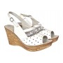 Sandale dama din piele naturala cu platforme de 8.5 cm Alb Floral BVS46XAF