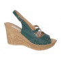 Sandale dama din piele naturala cu platforme de 8.5 cm Verde Color BVS46XV