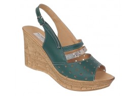 Sandale dama din piele naturala cu platforme de 8.5 cm Verde Color BVS46XV