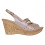 Sandale dama din piele naturala cu platforme de 8.5 cm Nude Floral BVS46XN