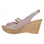 Sandale dama din piele naturala cu platforme de 8.5 cm Nude Floral BVS46XN