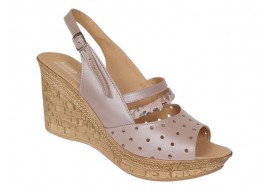 Sandale dama din piele naturala cu platforme de 8.5 cm Nude Floral BVS46XFN