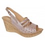 Sandale dama din piele naturala cu platforme de 8.5 cm Nude Floral BVS46XN