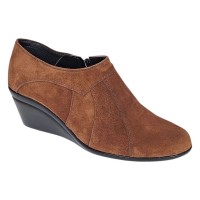 Oferta 37 Botine dama din piele naturala intoarsa Maro Brun cu platforme de 5 cm - Mira Velur 