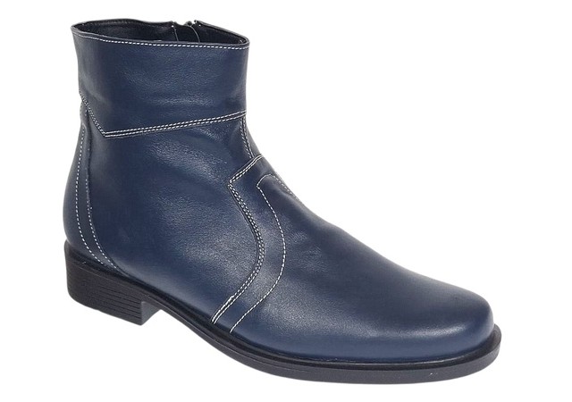 Ghete barbati din piele naturala, imblanite, elegante, cu fermoar, Bleumarin - GB99BLAA