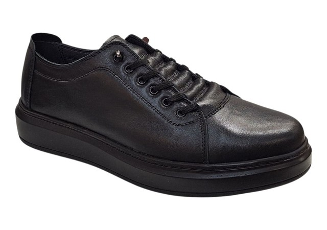 Pantofi sport-casual barbati din piele naturala culoare neagra DeSuceava RSY01N