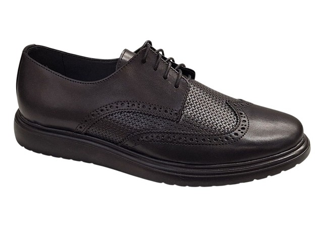Pantofi Brogue Derby Casual-Eleganti barbati din piele naturala culoare neagra DeSuceava RSY02N