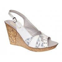 Sandale dama din piele naturala cu platforme de 10cm Alb Floral BVS47XA